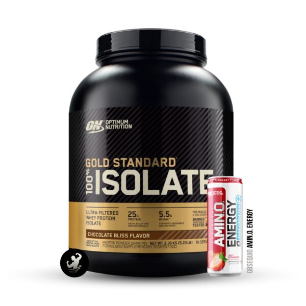 (5LB) Gold Standard 100% Isolate – Chocolate Bliss + Amin.o Shaker (Logo)