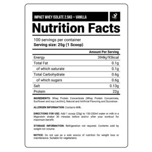 IMPACT WHEY ISOLATE | 2.5 KG - Imagen 3