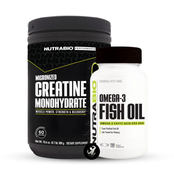(x2) (Nutrabio) Creatine Monohydrate 300gr + Omega Fish Oil 150cap(Logo)